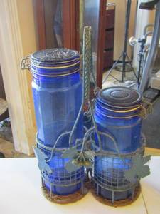 lot 92 image: 2 blue canisters with carry case