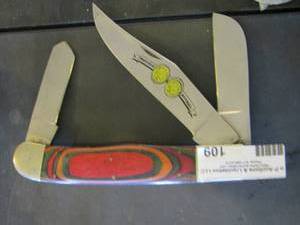 lot 109 image: multi color buffalo nickel knife