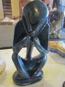 lot 121 image: 135-14 black statue  PENSIVE THINKER