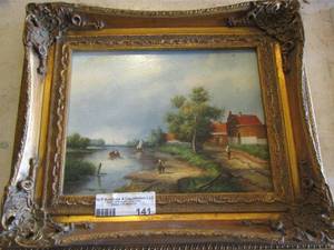 lot 141 image: river painting size unknown