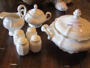 lot 151 image: Johann Havilland Bavaria China  - Large soup tavern-  creamer and sugar dish- S&P shakers   SETS ---  TIMES THE MONEY