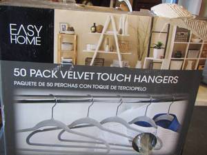 lot 164 image: easy home 50 pack velvet touch hangers box damaged