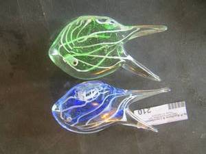 lot 210 image: qty 2 glass dcor fish one blue one green