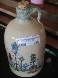 lot 216 image: MARSHALL POTTERY 1895 bird house design handled jug