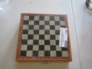lot 198 image: mini chess set in case all pieces are there