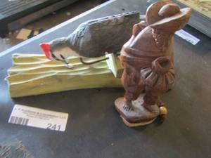 lot 241 image: woodpecker dcor, hand carved wooden statue