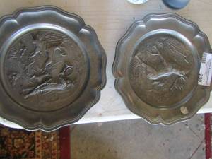 lot 250 image: qty 2 silverplate decorative plates