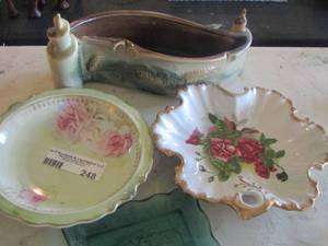 lot 248 image: dcor plates, oblong bowl, green rectangle tray