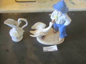 lot 254 image: handled creamer cup, boy and goose figurine