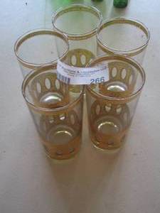 lot 266 image: qty 5 gold design shot glasses