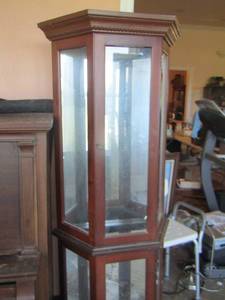 lot 299 image: curio cabinet glass is cracked on the inside