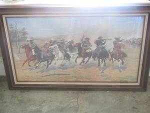 lot 344 image: A DASH FOR THE TIMBER  - WALL  Art by FREDRICK Remington