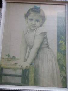lot 347 image: framed little girl art size