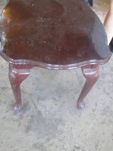 lot 350 image: brown small side table needs wiped down