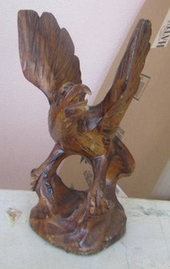 lot 387 image: hand carved eagle sculpture