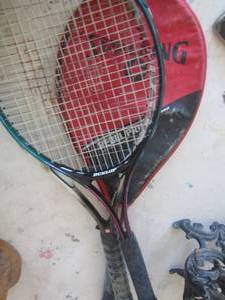 lot 561 image: qty 2 tennis rackets with a tennis bag