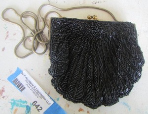 lot 642 image: black beaded purse