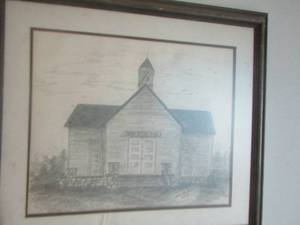lot 621 image: Caddo Baptist Church ART  by Lillie Lockhart 3-18-79