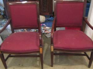 lot 638 image: 2 red padded living area seats