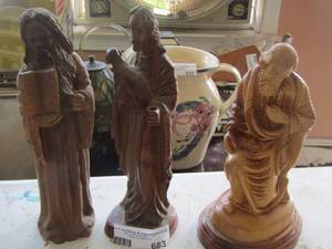 lot 683 image: wooden statues qty 3
