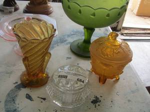 lot 684 image: colored glass candy dishes plus