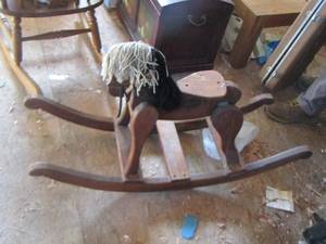 lot 941 image: wooden vintage rocking horse