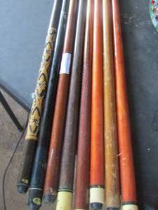 lot 973 image: various pool sticks