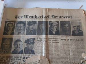 lot 995 image: weatherford democrat news paper dated 20th, 1945