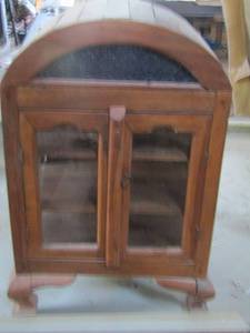 lot 1019 image: small wooden glass front curio cabinet mini version