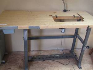 lot 1032 image: metal frame wooden top desk