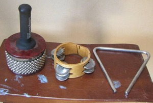 lot 1046 image: 3 various musical instruments one is a triangle