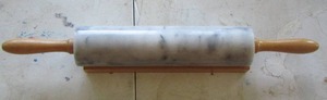 lot 1056 image: rolling pin marble with wood handles