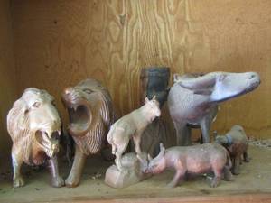 lot 1199 image: hand carved animal sculptures