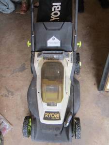lot 1086 image: Ryobi lawn mower battery operated unknown working condition