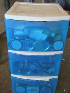 lot 1229 image: 3 drawer cubby full of mason jar LIDS