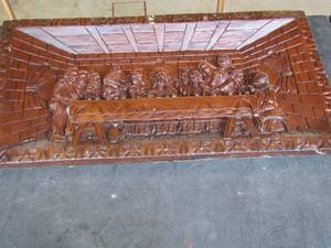 lot 1237 image: wooden wall art of dinner time