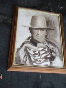 lot 1238 image: hand drawn western portrait framed