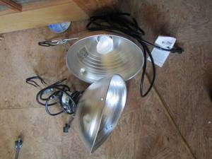 lot 1295 image: 2 silver work shop lights