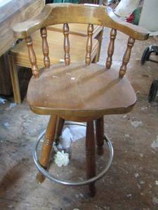 lot 1327 image: swivel wooden bar stool