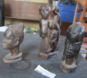 lot 1354 image: WOODEN CARVED  African figurines  QTY 3
