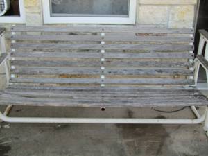 lot 1693 image: swinging outdoor patio bench