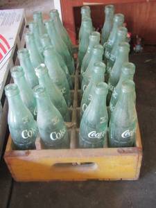 lot 1726 image: Vintage coca cola bottles glass qty 24 IN CRATE