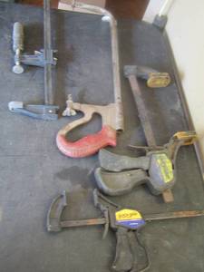 lot 1760 image: various clamps and a hand saw