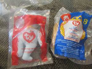 lot 738 image: ty beanie babies nuts the squirrel, big red shoe the bear