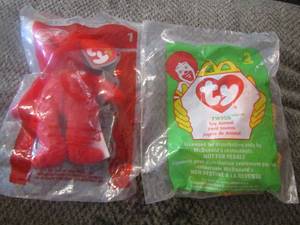 lot 718 image: twigs the giraffe ty beanie baby, happy meal 25th anniversary bear