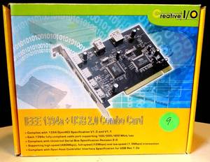 lot 9 image: NEW IN BOX - CREATIVE IO IEEE 1394a  USB 2.0 COMBO CARD