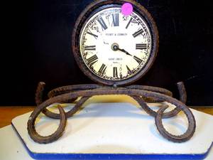 lot 15 image: POROIT & GERMANE REBAR MANTLE CLOCK (ST CROIX) -  VERY UNIQUE