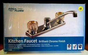 lot 18 image: NEWSEALED - AQUA PLUMB BRILLIANT CHROME KITCHEN FAUCET