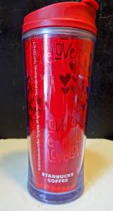 lot 20 image: 2010 STARBUCKS METALLIC LOVE RED INSULATED TUMBLER WITH LID - 8 OZ, $$