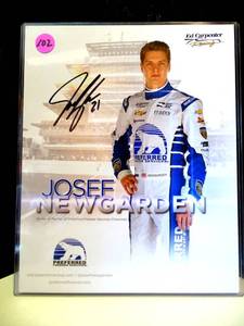 lot 102 image: AUTHENTIC AUTOGRAPH - INDY JOSEF NEWGARDEN BIO CARD - MEASURES 8 X 10 $$